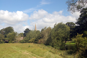 Site of Harrold Priory seen from across the river June 2008